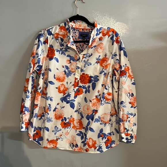 Talbots Ruffle Floral Popover Blouse size 1X petite - Picture 2 of 5
